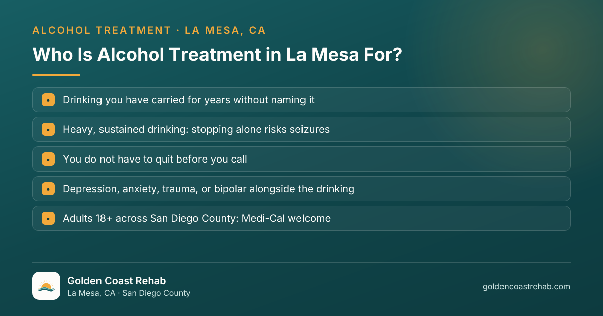 Who La Mesa Alcohol Addiction is for: eligibility checklist
