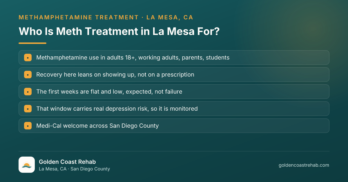 Who La Mesa Methamphetamine (Meth) Addiction is for: eligibility checklist
