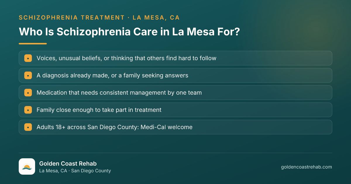 Who La Mesa Schizophrenia is for: eligibility checklist