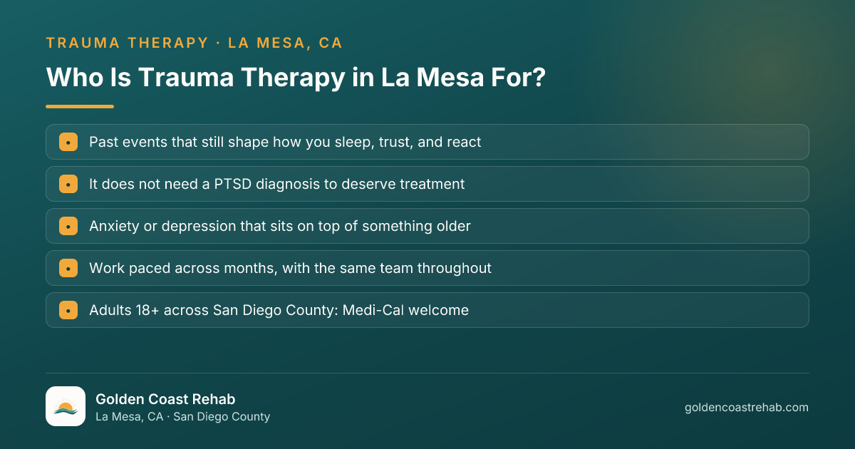 Who La Mesa Trauma is for: eligibility checklist