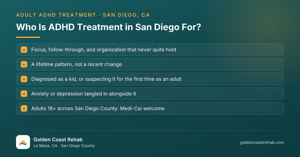 Who San Diego for Medi-Cal Adults ADHD is for: eligibility checklist