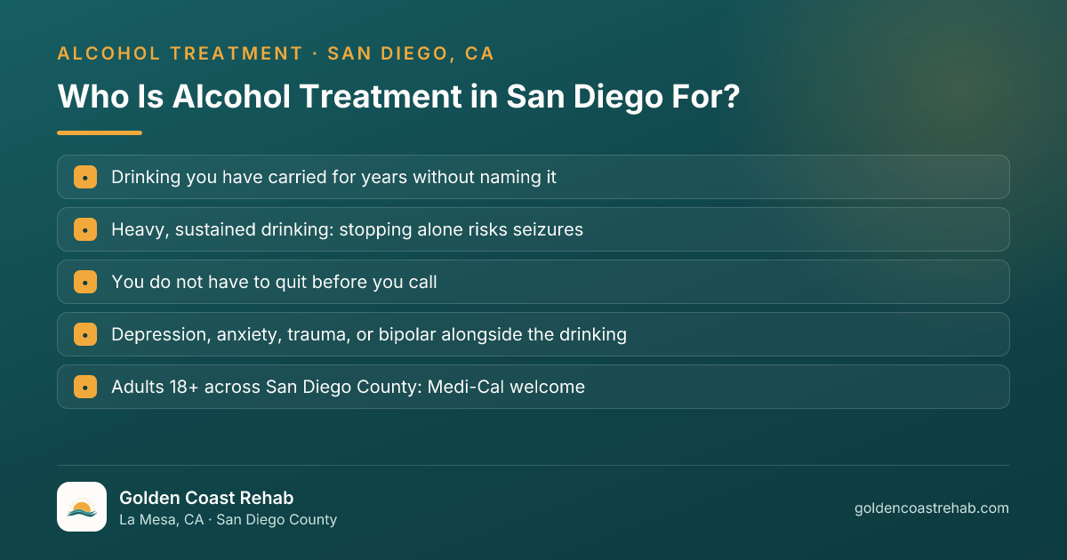 Who San Diego for Medi-Cal Adults Alcohol Addiction is for: eligibility checklist