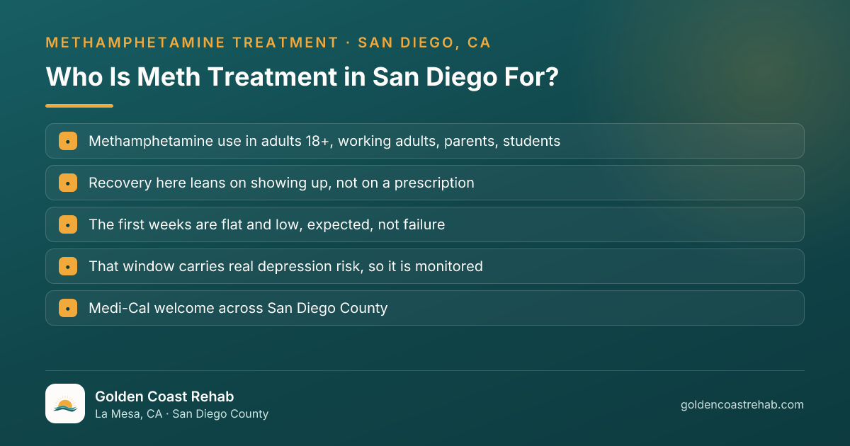 Who San Diego for Medi-Cal Adults Methamphetamine (Meth) Addiction is for: eligibility checklist