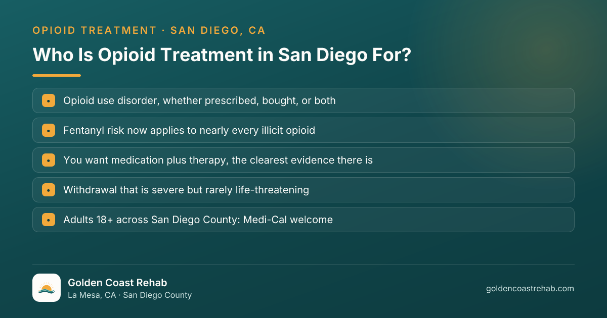 Who San Diego for Medi-Cal Adults Opioid Addiction is for: eligibility checklist